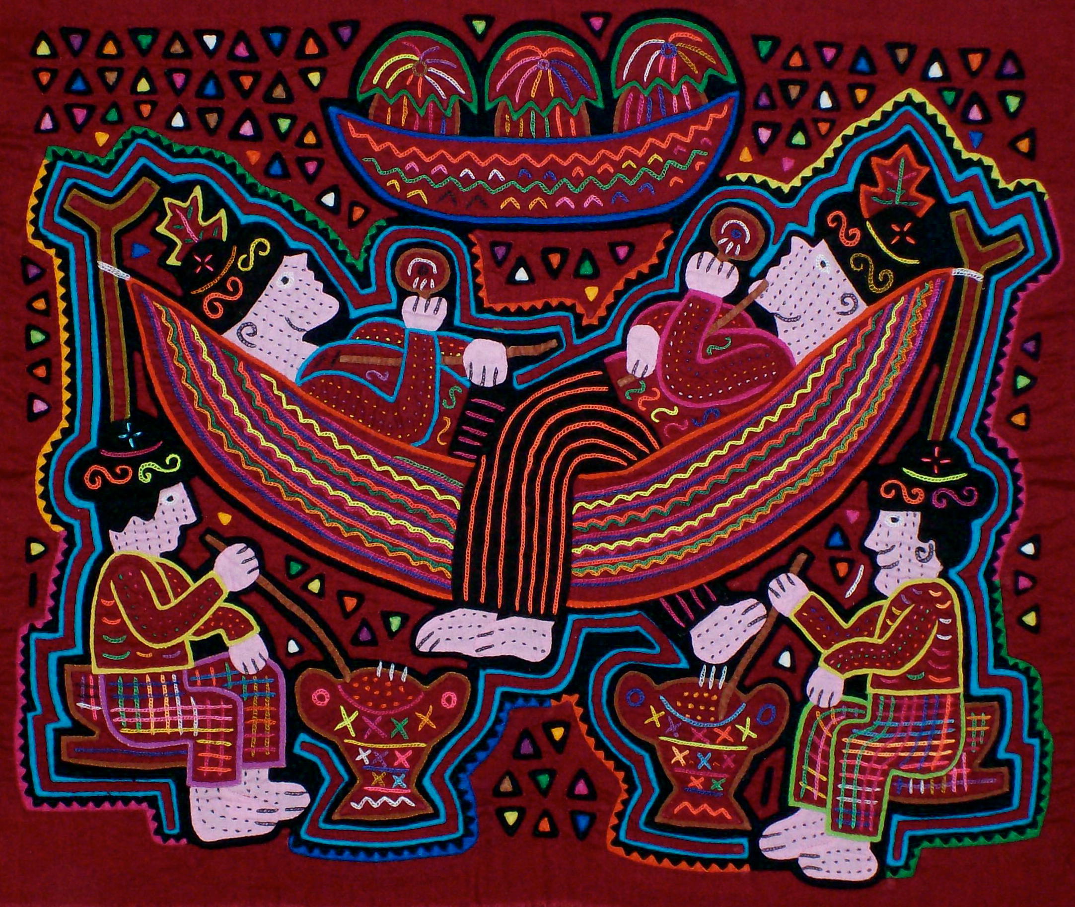 Musician in hammock mola