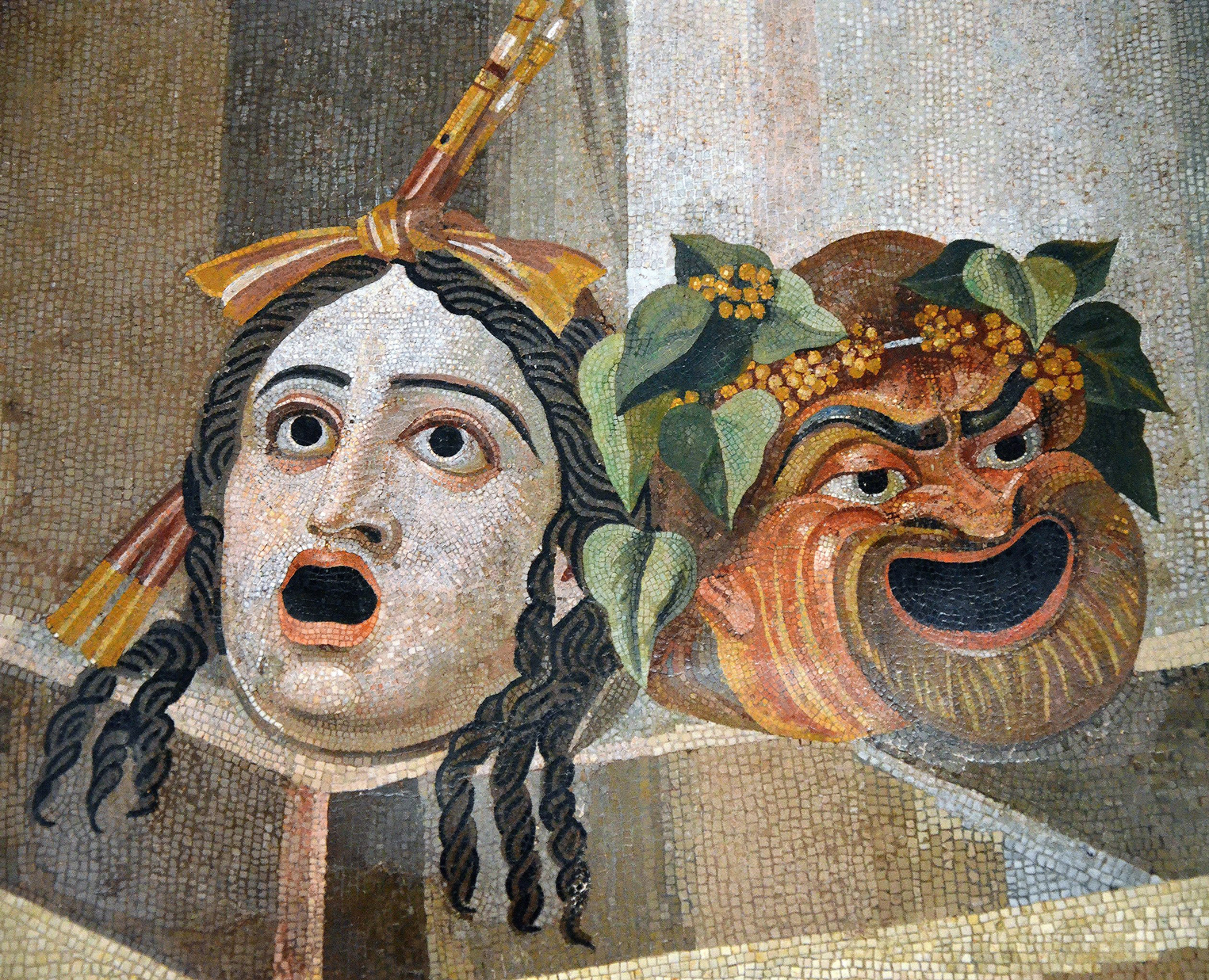 Roman mosaic with theatrical masks