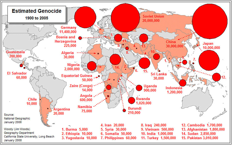 20th C Genocide Map