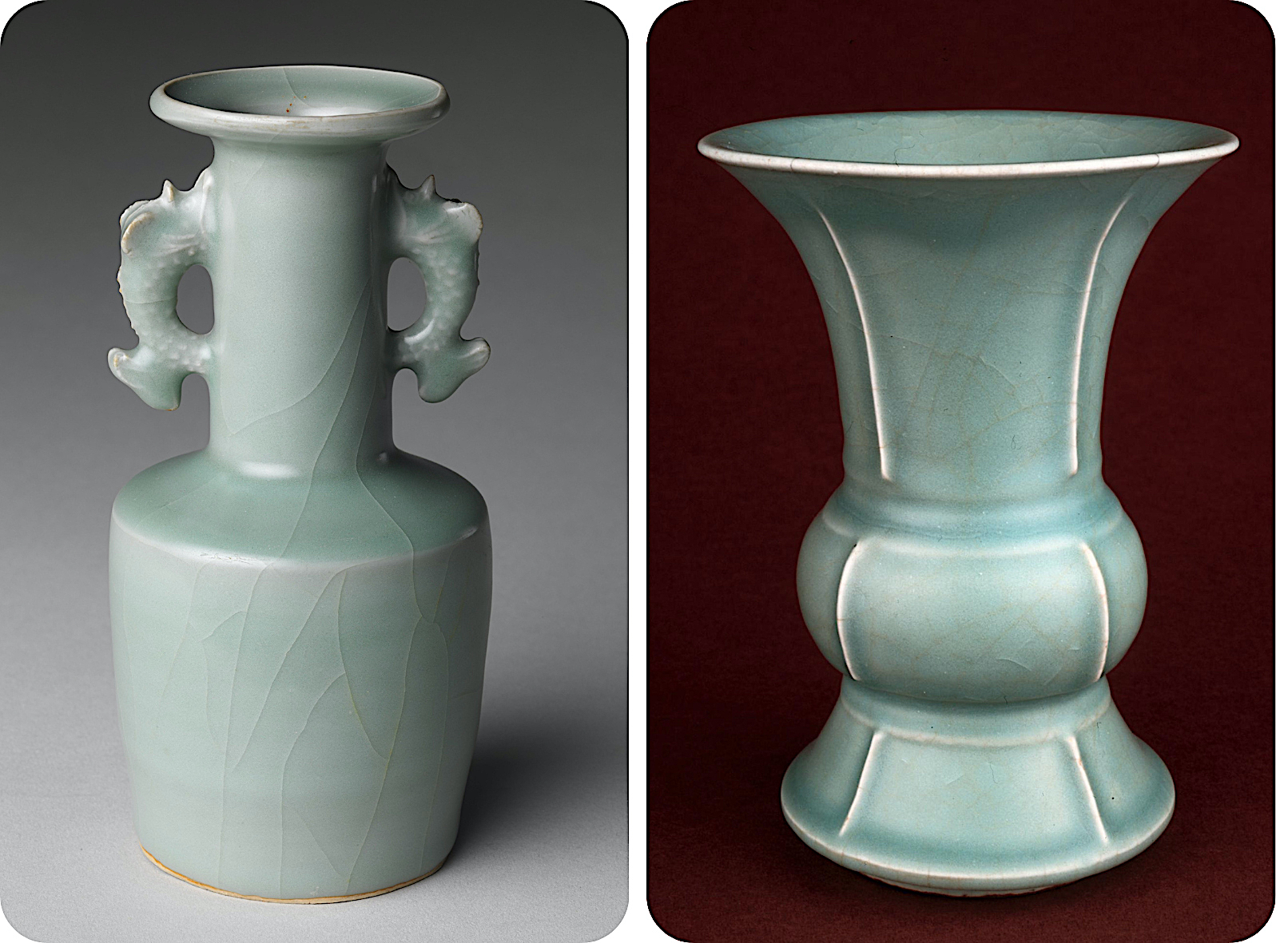 2 Vases with crackled glaze