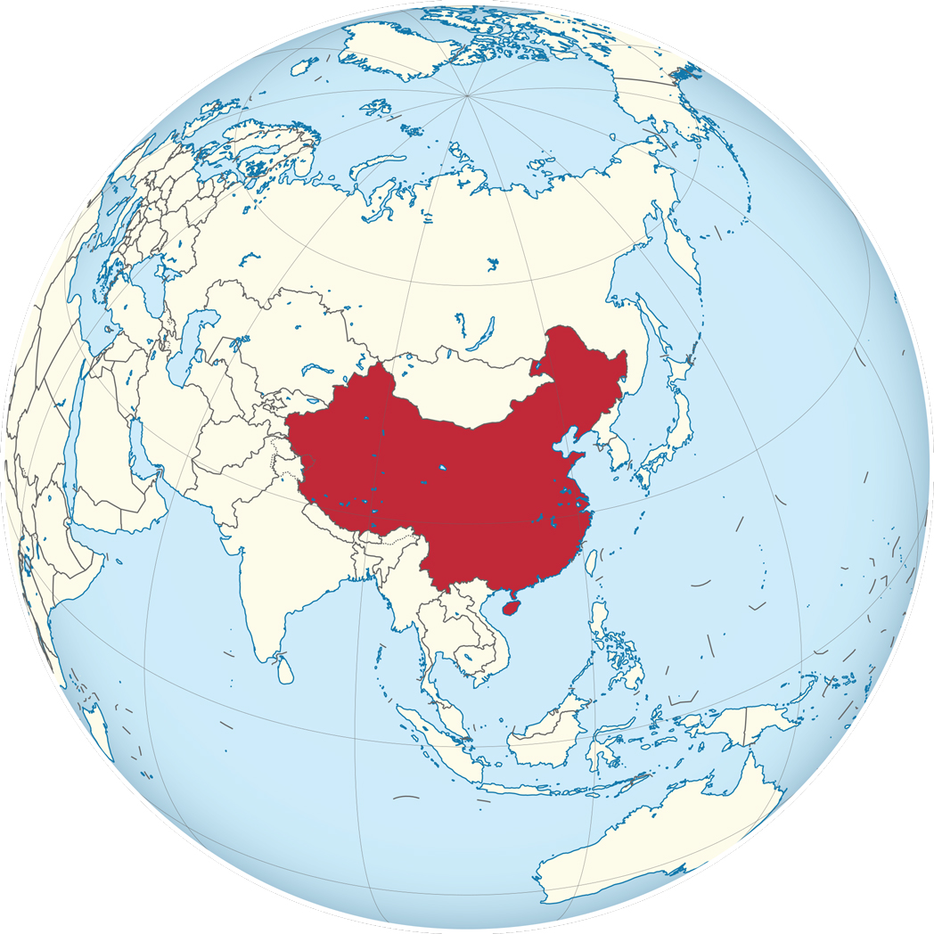 China on the globe China on the globe