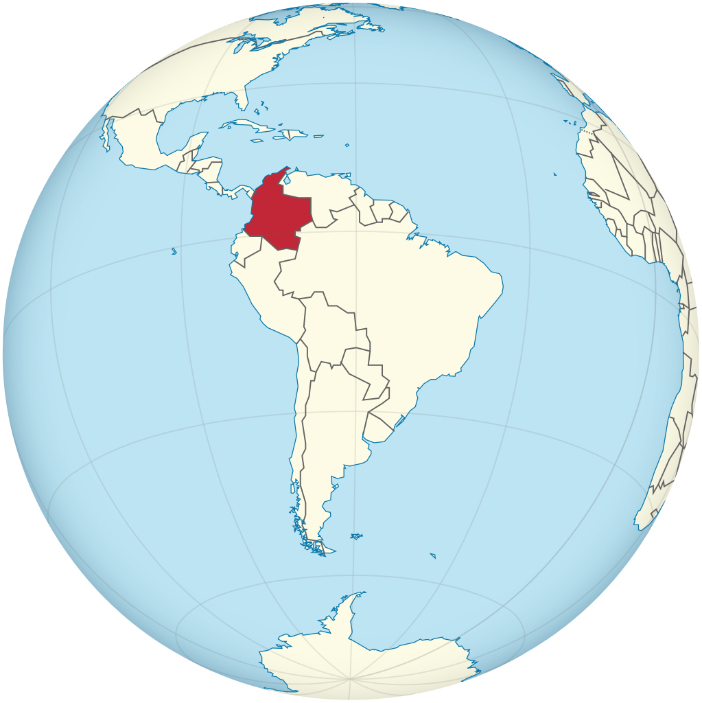 Colombia on the globe Colombia on the globe