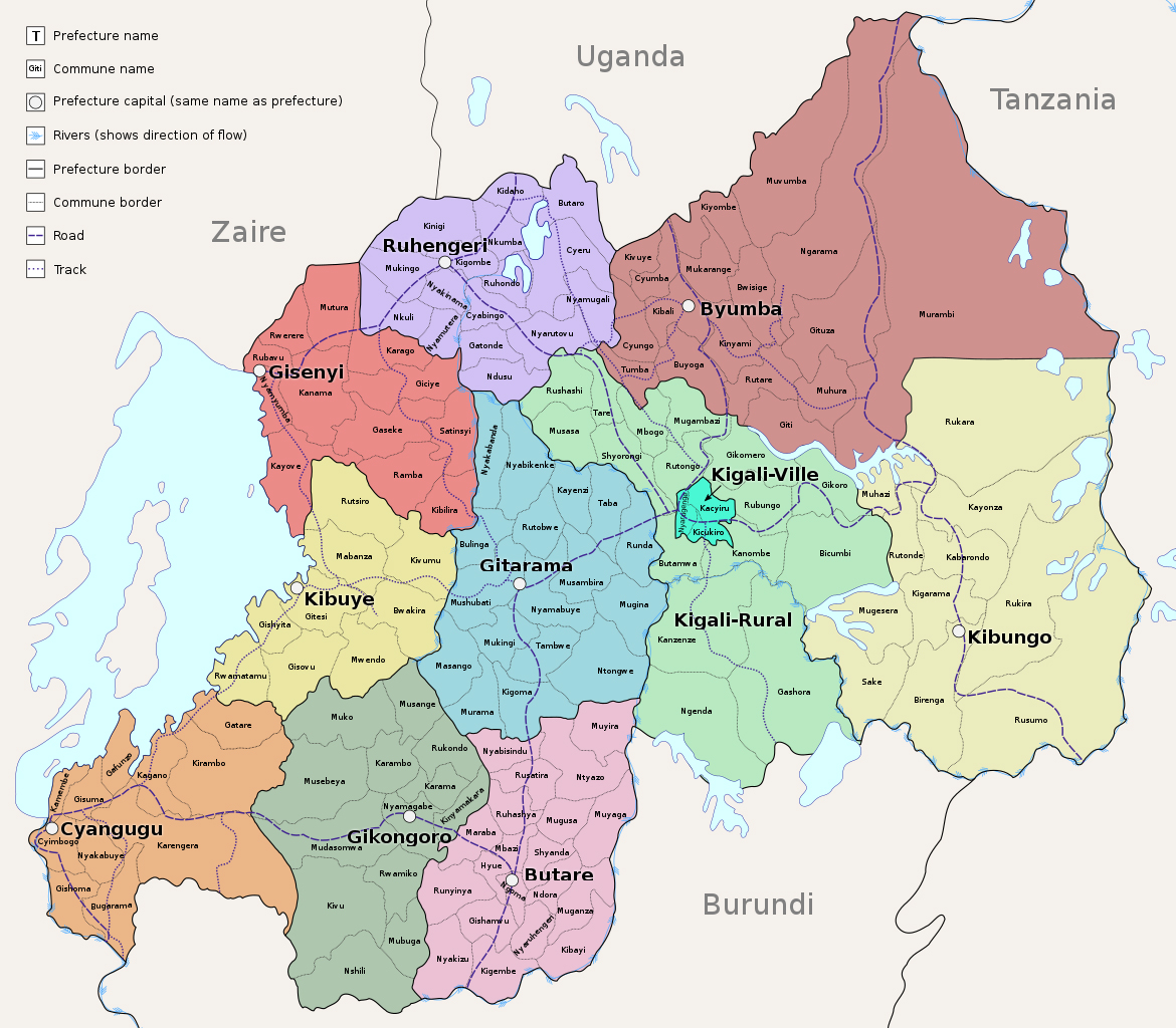 Map of Rwanda in 1994