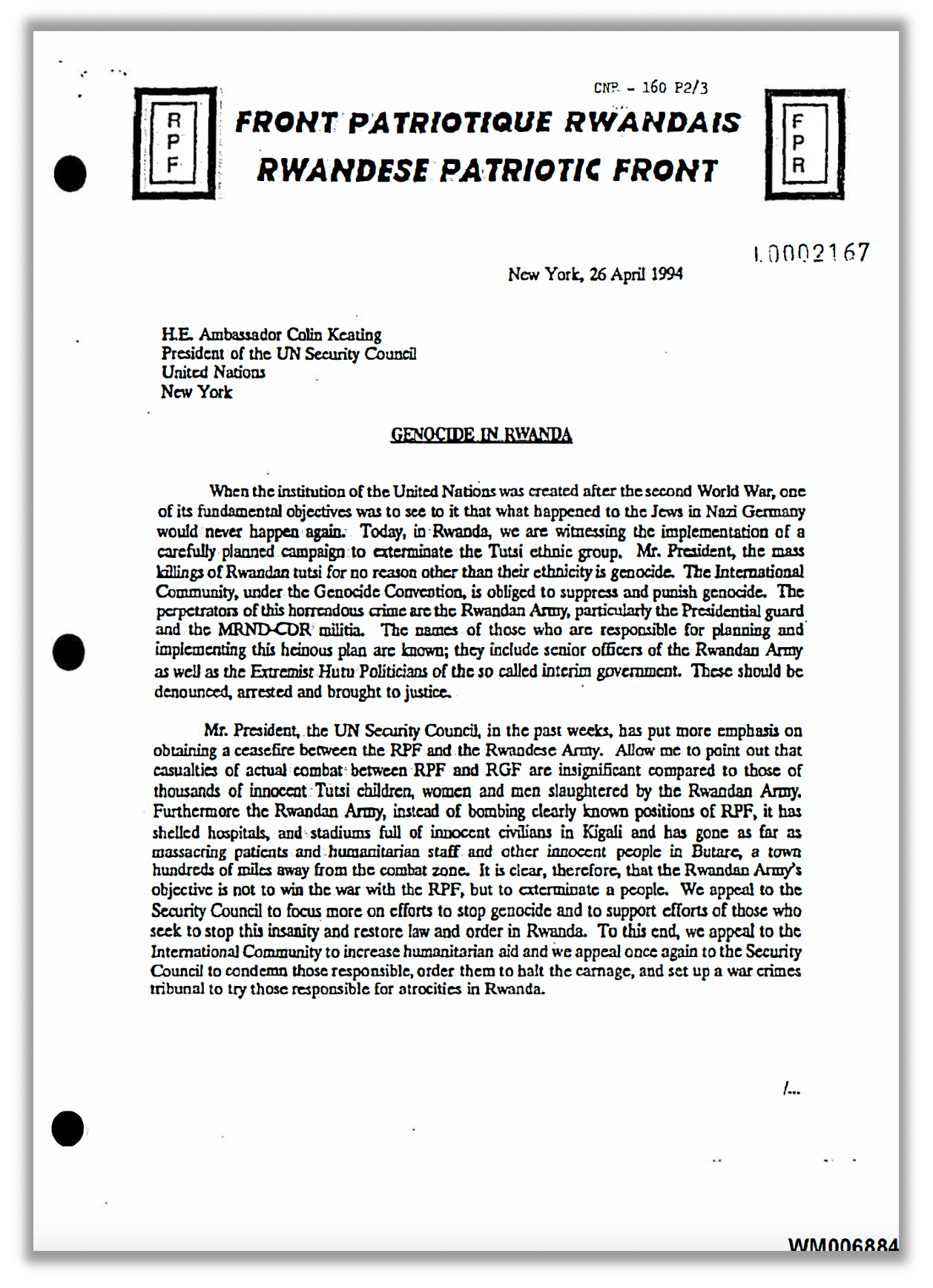 Dusaidi letter Apri 26, 1994