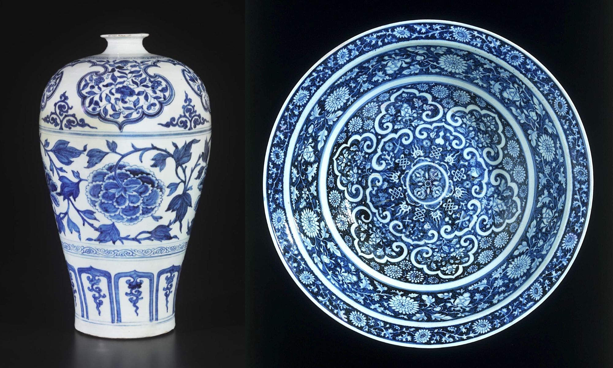 Meiping vase and Bowl with cloud collar