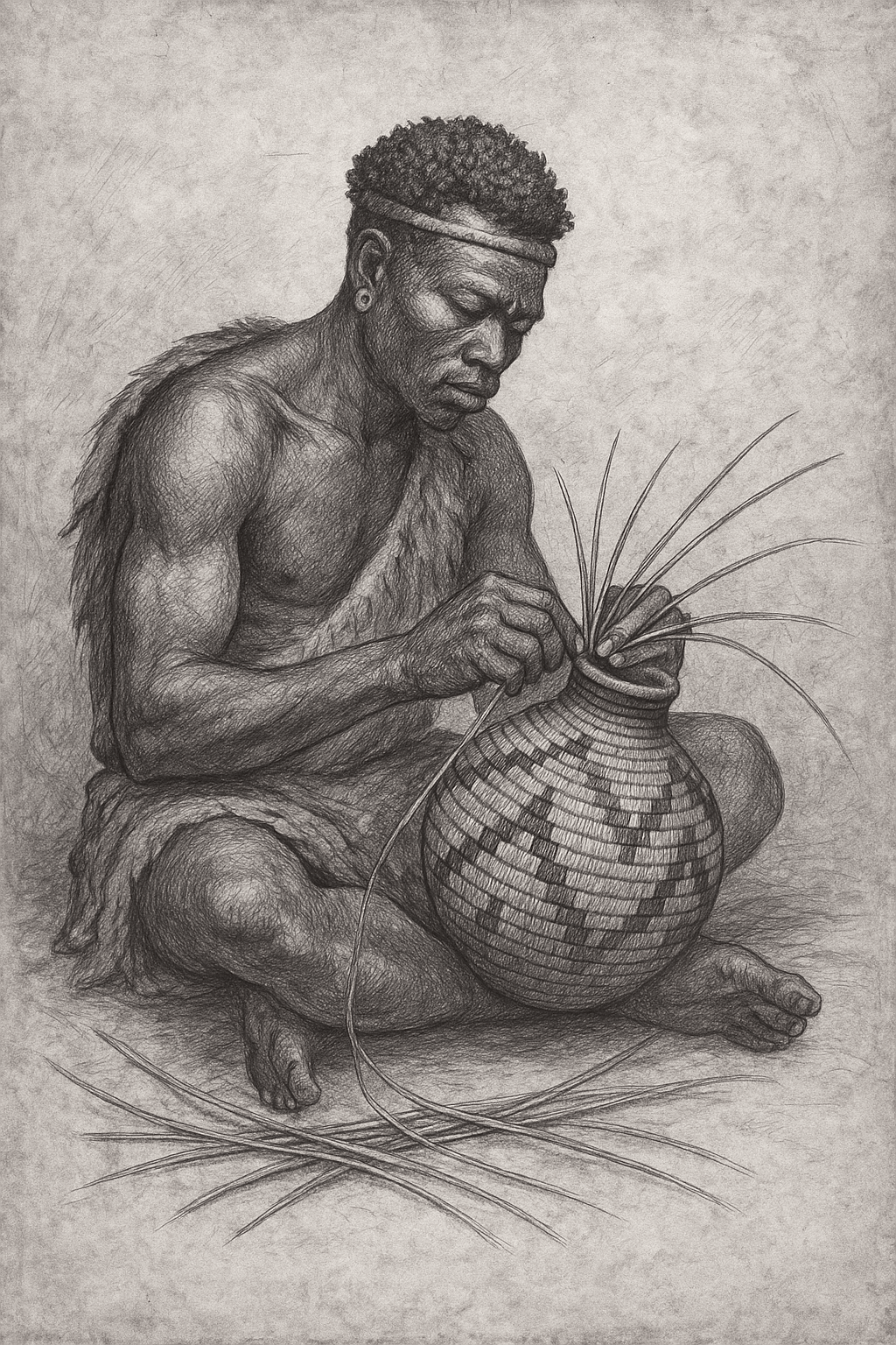 Zulu man weaving a Baske