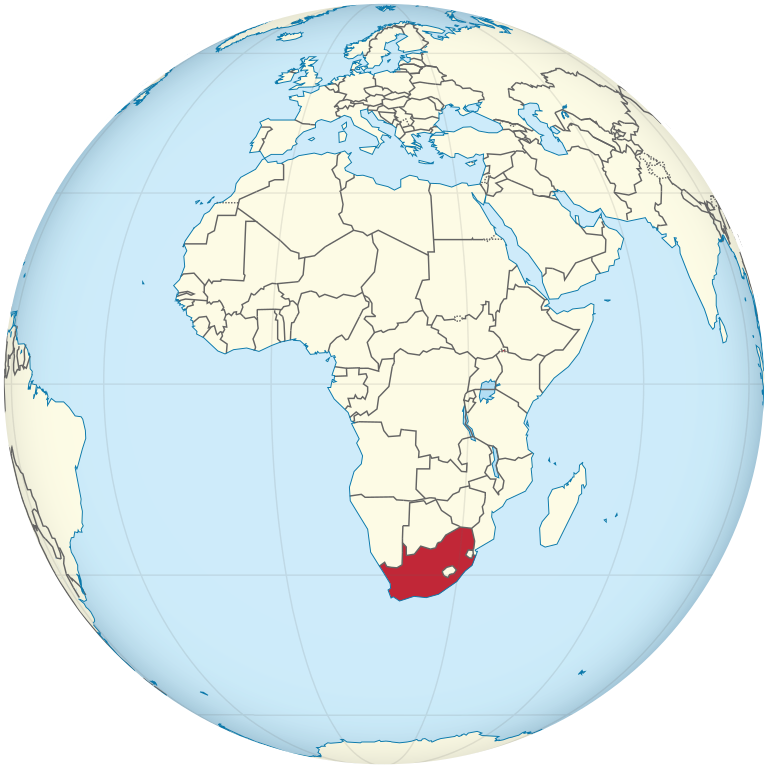 South Africa on the globe South Africa on the globe