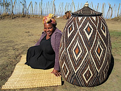Zulu Weaver and her giant ukhamba