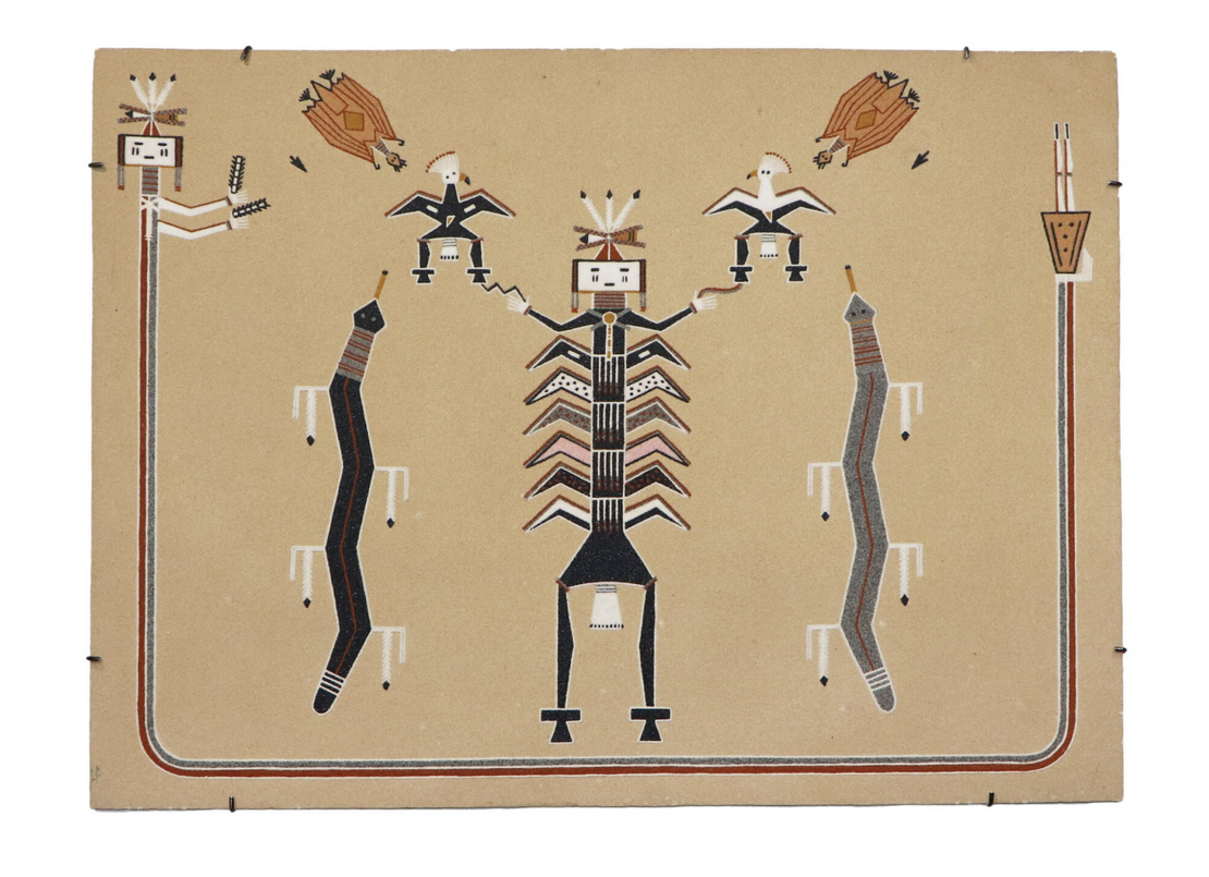 Permanent sandpainting depicting Scavenger Boy Permanent sandpainting depicting Scavenger Boy