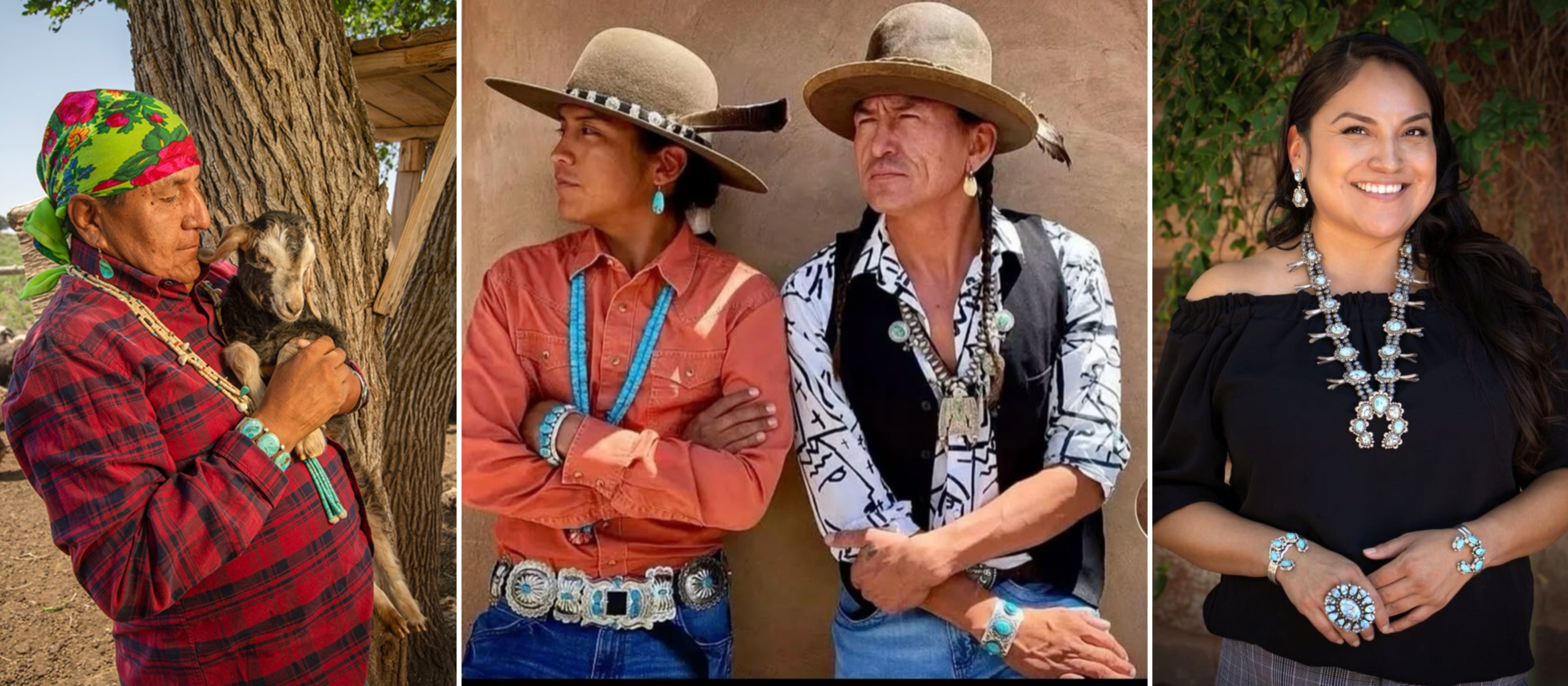 Mosaic of Diné people with jewelry Mosaic of Diné people with jewelry