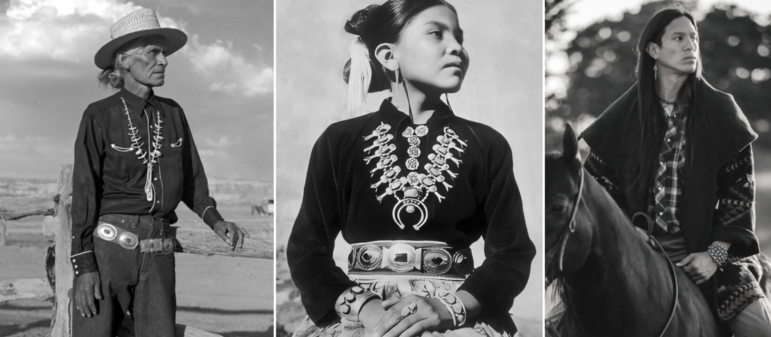 Black and White pictures of Diné people with jewelry Black and White pictures of Diné people with jewelry