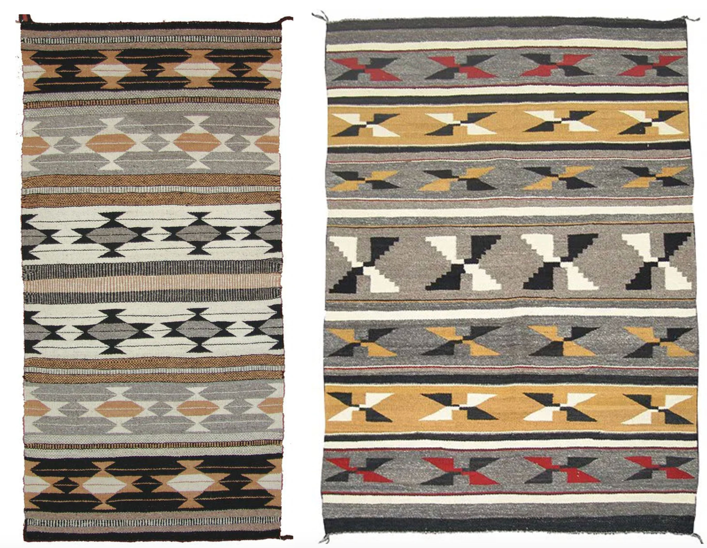 Striking, banded Crystal rug with serrated forms and double weave bars Striking, banded Crystal rug with serrated forms and double weave bars