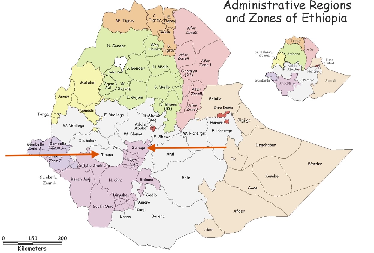 Ethiopian regions map Ethiopian regions map