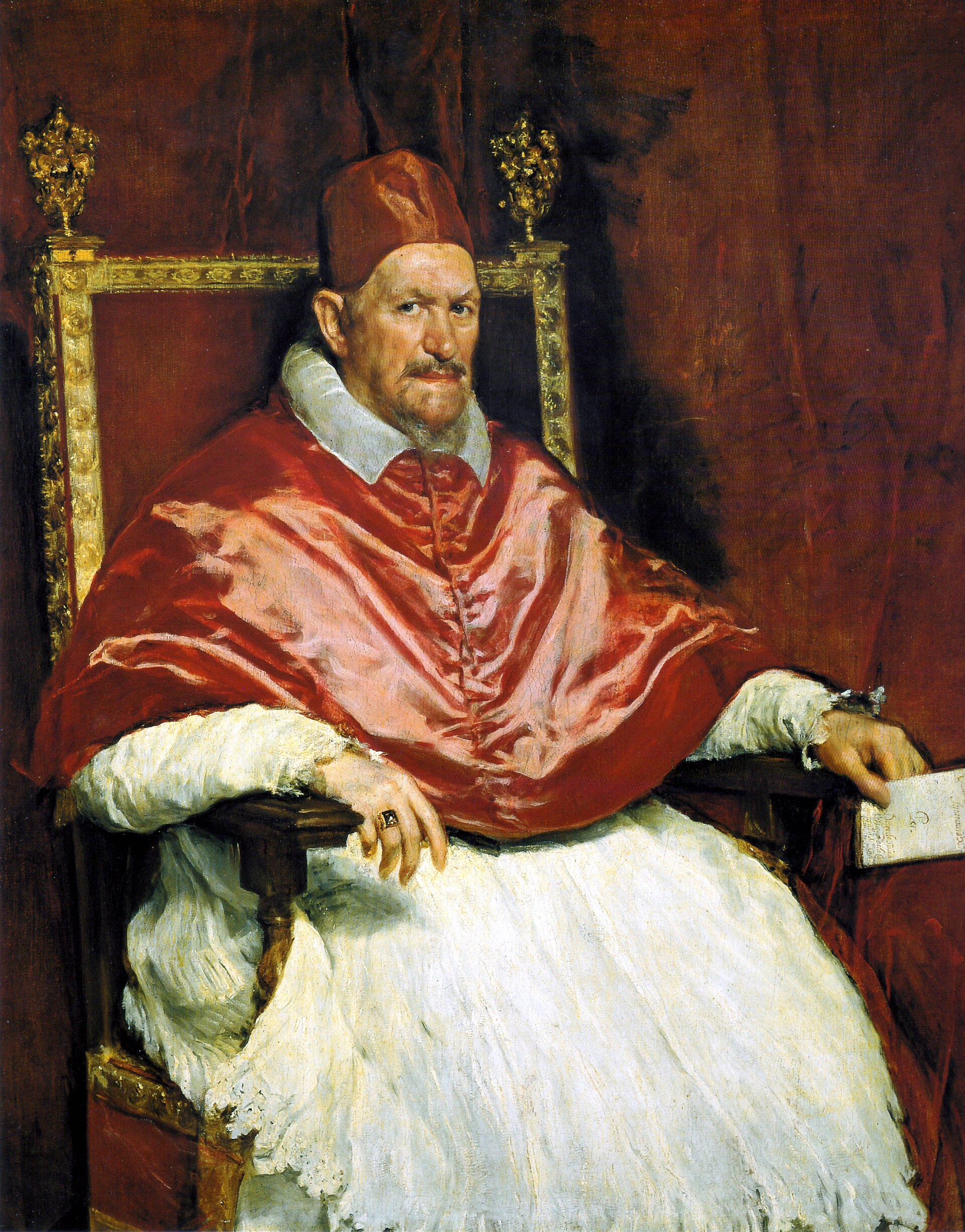 Diego Velázquez, Retrato del Papa Inocencio X (Portrait of Innocent X), 1649-1650. Oil on canvas. Dimensions: 141 × 119 cm (56 × 47 in). Galleria Doria Pamphilj, Rome, Italy.