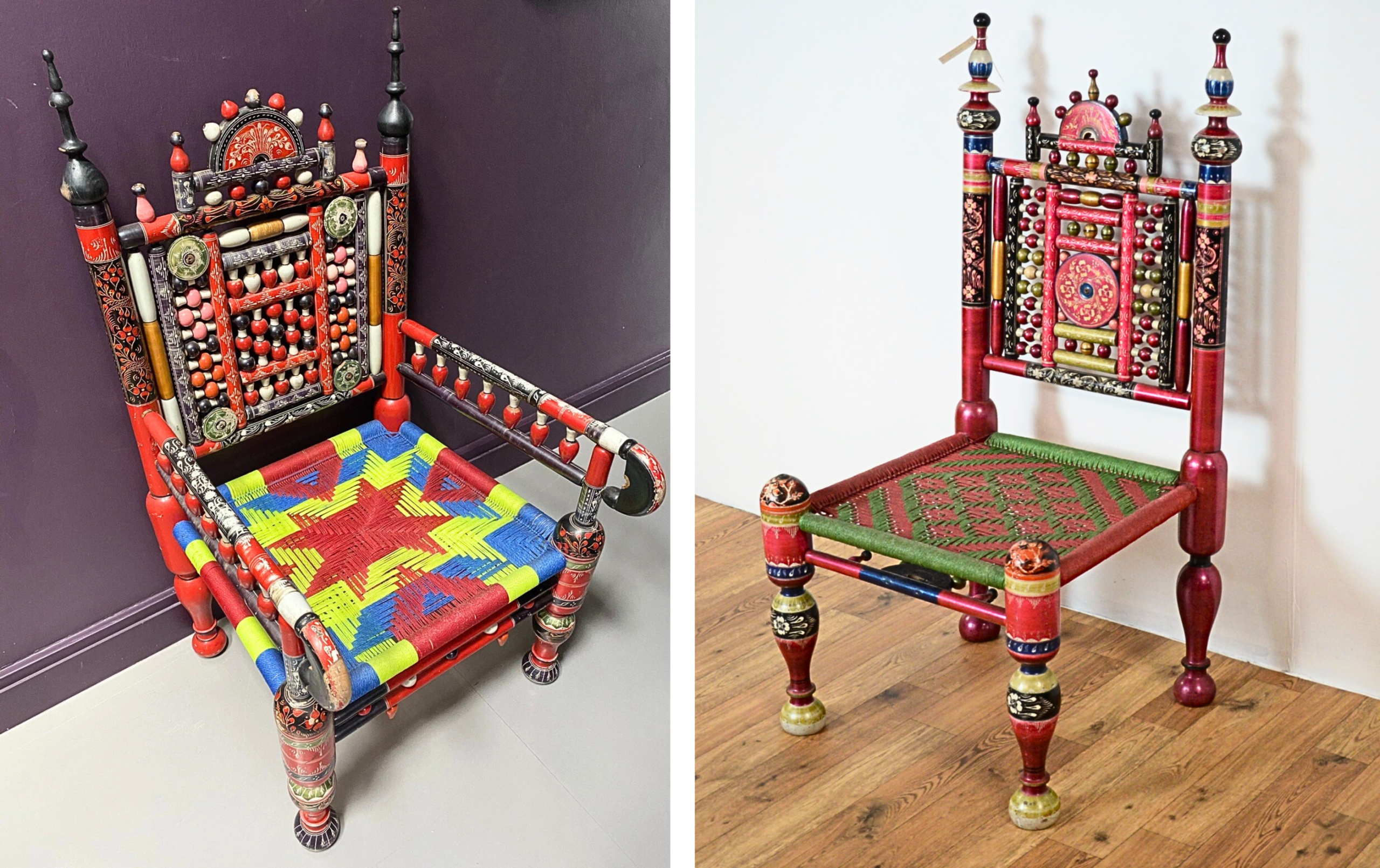 Two vintage Punjabi wedding chairs. Two vintage Punjabi wedding chairs.