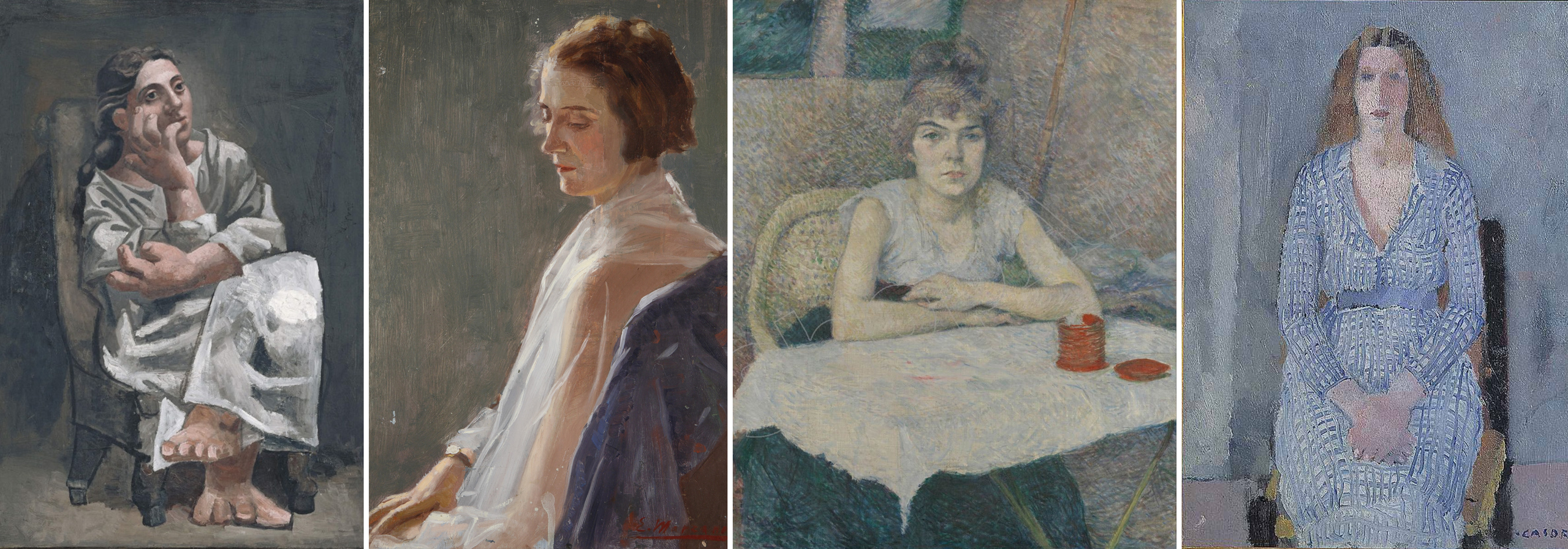 Pablo Picasso, Seated Woman, 1920, Musée Picasso, Paris, France. Ennio Marzano, Portrait of a Seated Woman, mid-20th century, Galleria Nazionale della Puglia “Girolamo e Rosaria Devanna”, Bitonto (BA), Italy. Henri de Toulouse-Lautrec, Young Woman at a table, 1887, Van Gogh Museum, Amsterdam, The Netherlands. Felice Casorati, Ragazza in azzurro, 1933, Palazziona di Belvedere, Florence, Italy. Pablo Picasso, Seated Woman, 1920, Musée Picasso, Paris, France. Ennio Marzano, Portrait of a Seated Woman, mid-20th century, Galleria Nazionale della Puglia "Girolamo e Rosaria Devanna", Bitonto (BA), Italy. Henri de Toulouse-Lautrec, Young Woman at a table, 1887, Van Gogh Museum, Amsterdam, The Netherlands. Felice Casorati, Ragazza in azzurro, 1933, Palazziona di Belvedere, Florence, Italy.