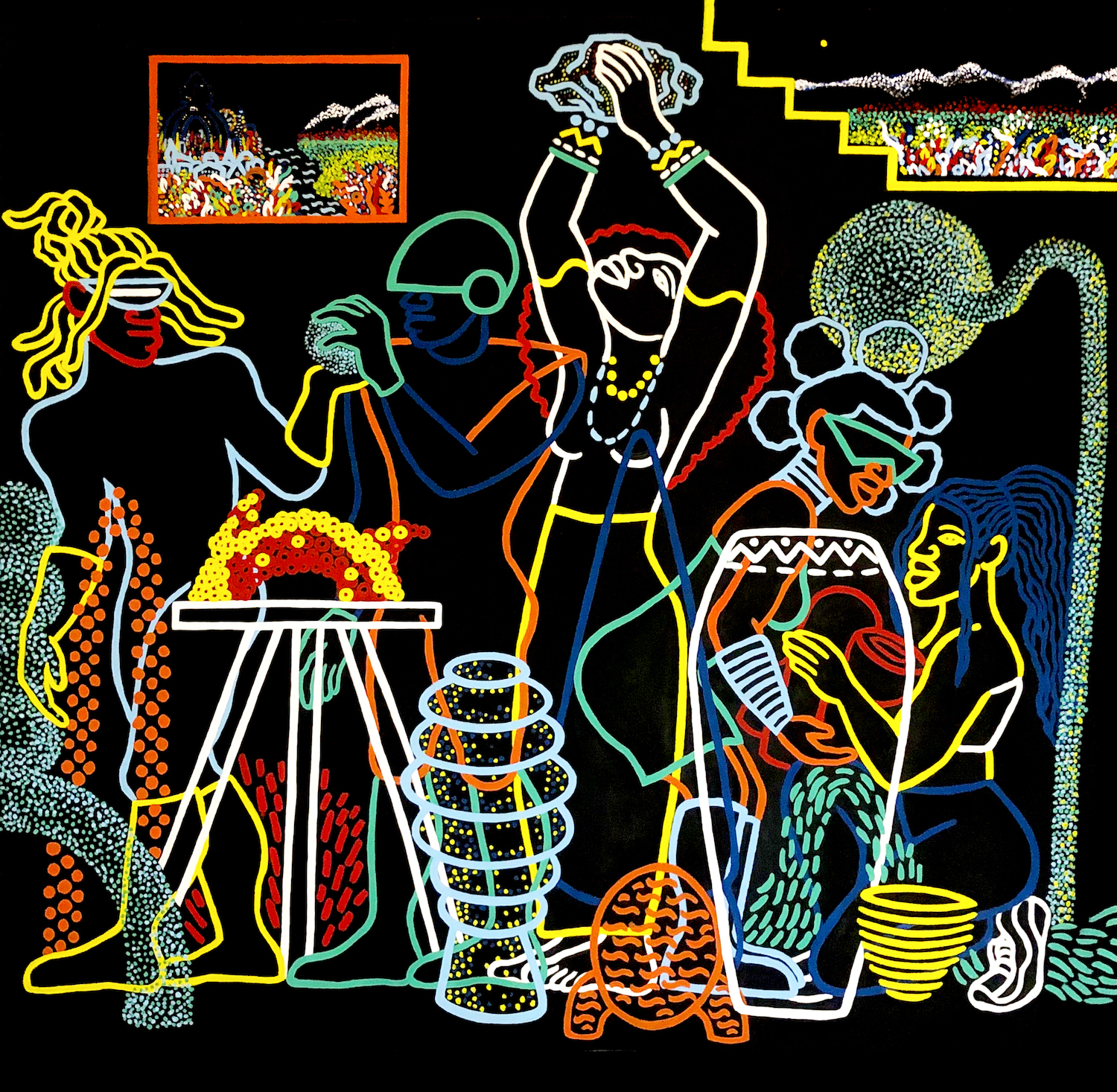 Ubuntu by Gilles Mayk Navangi (b. 1990), a French painter, illustrator and sculptor. Acrylic on linen canvas. Artkofa, African Contemporary Art Agency. Ubuntu by Gilles Mayk Navangi (b. 1990), a French painter, illustrator and sculptor. Acrylic on linen canvas. Artkofa, African Contemporary Art Agency.