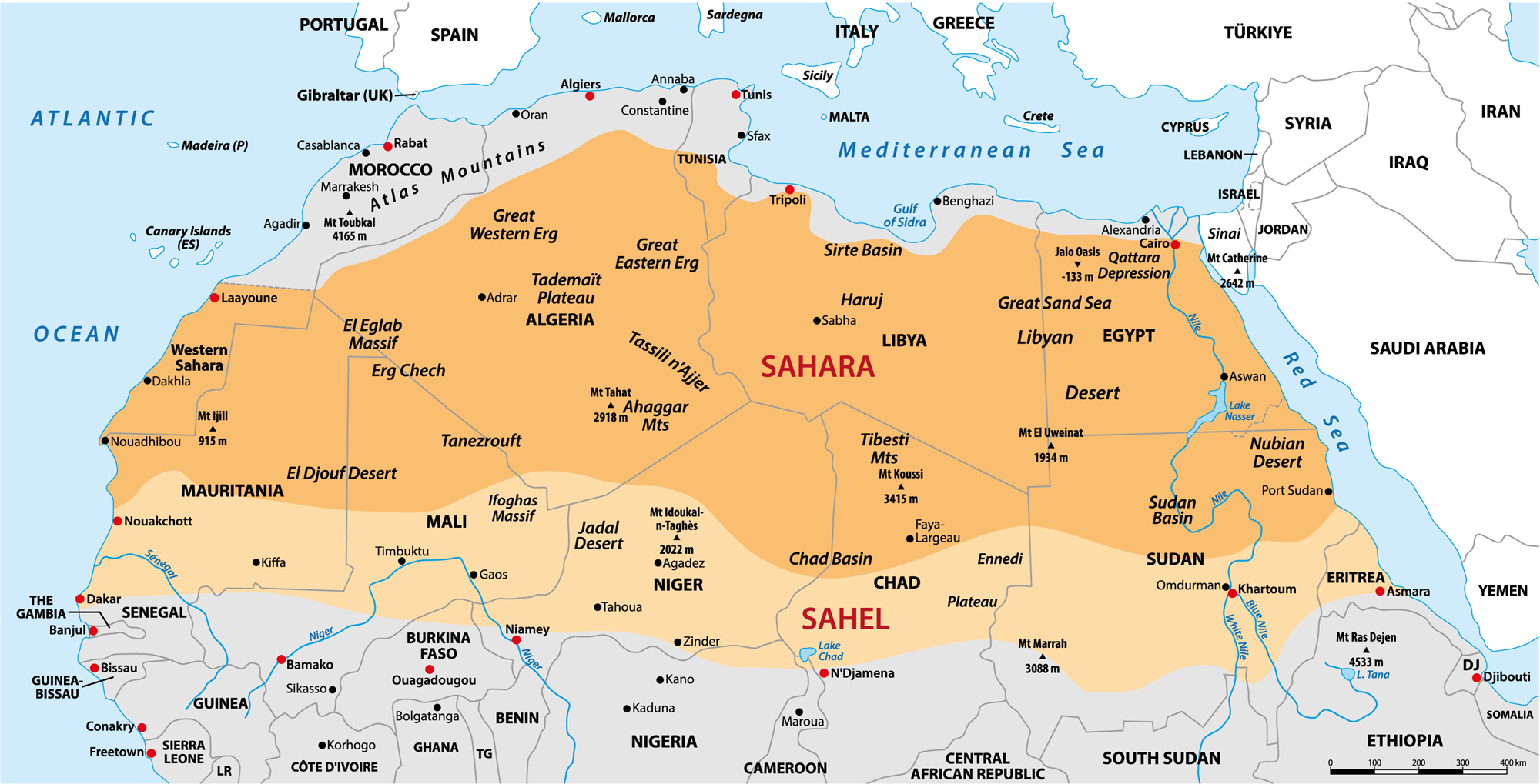 Map of the Sahara desert Map of the Sahara desert