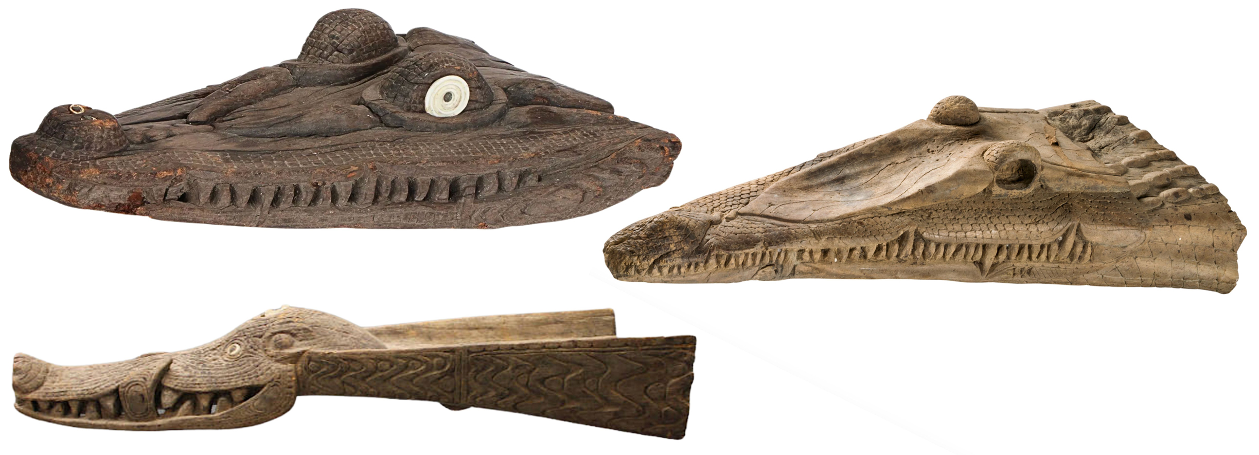 Three Crocodile-shaped Canoe Prows
