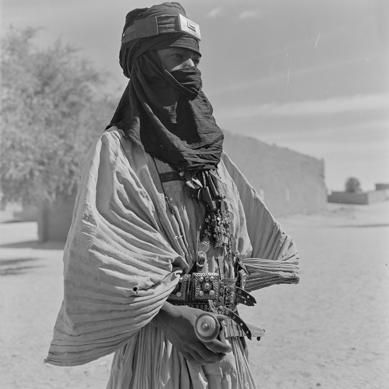 Tuareg man with asaba, Mali, 1960s.