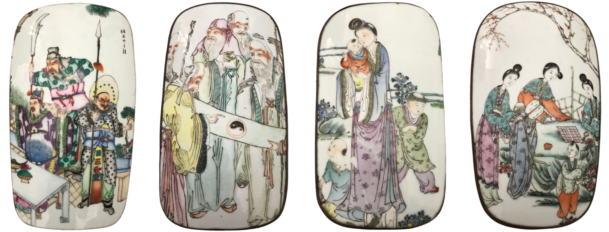 Four large silver-plated copper shard boxes. The lids are made using shards from 19th-century vases. My collection. Four large silver-plated copper shard boxes. The lids are made using shards from 19th-century vases. My collection.