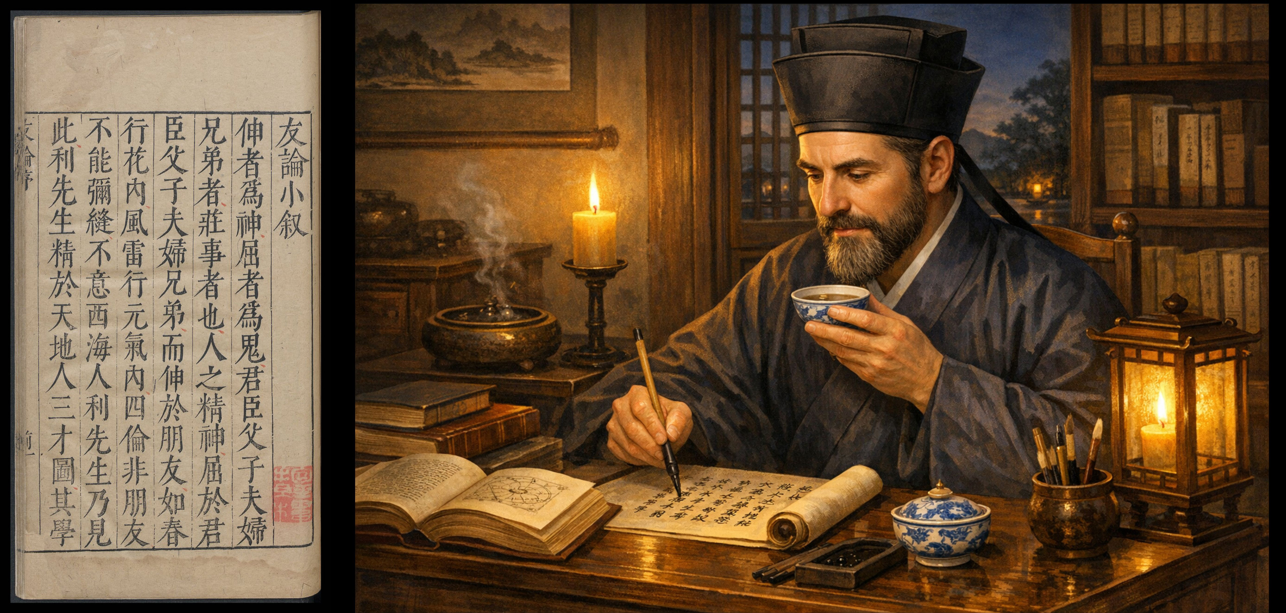 Matteo Ricci writing the Treatise on Friendship