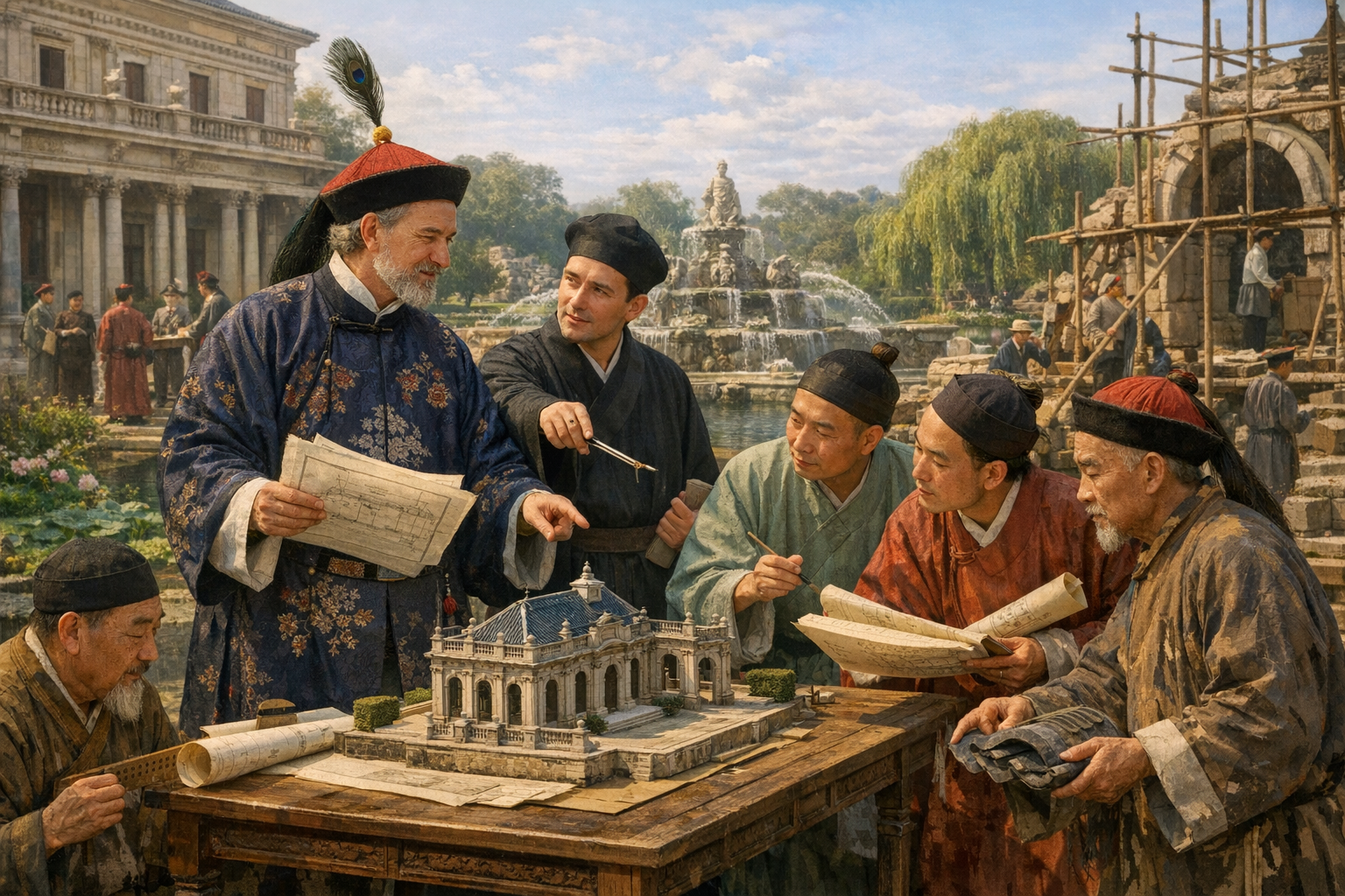 Castiglione and Michel Benoist at Yuangmingyuan