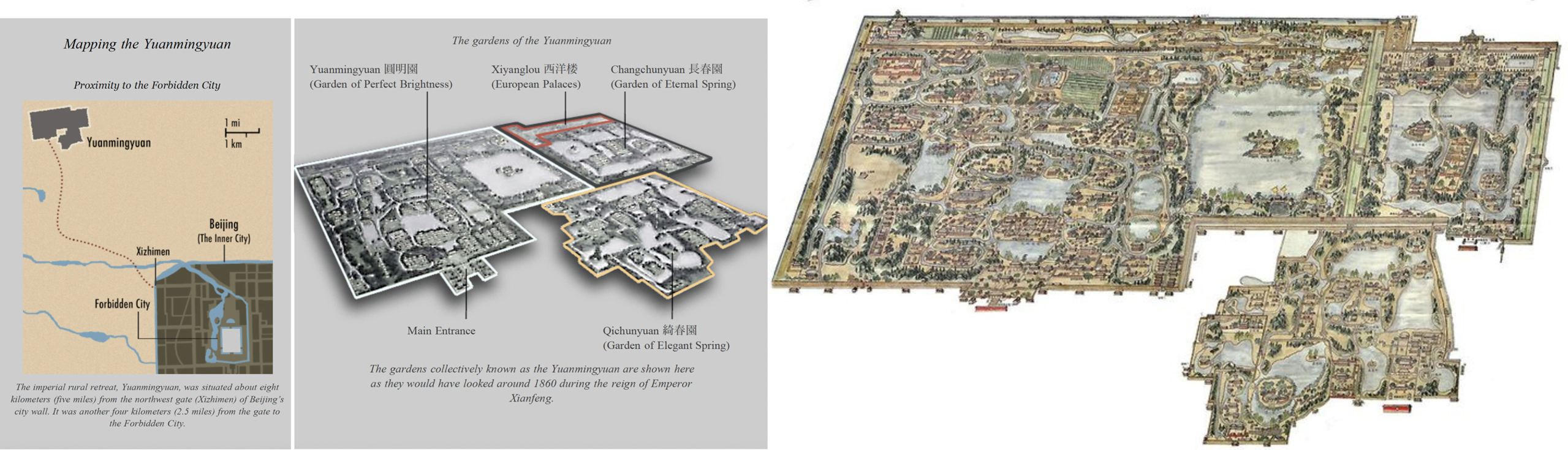 3 maps of Yuanmingyuan