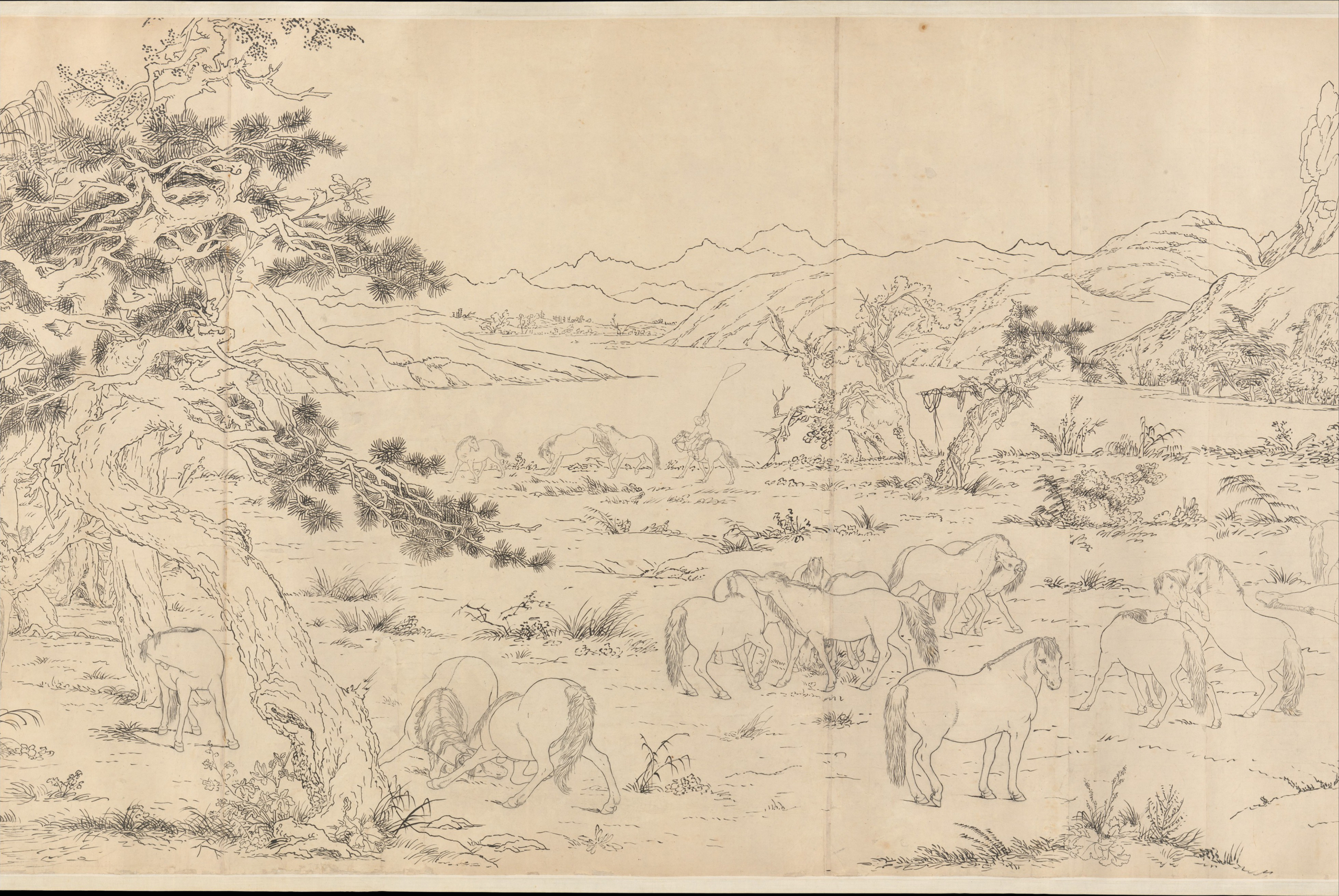 A detail of the One Hundred Horses preparatory draft. The MET, New York, USA.