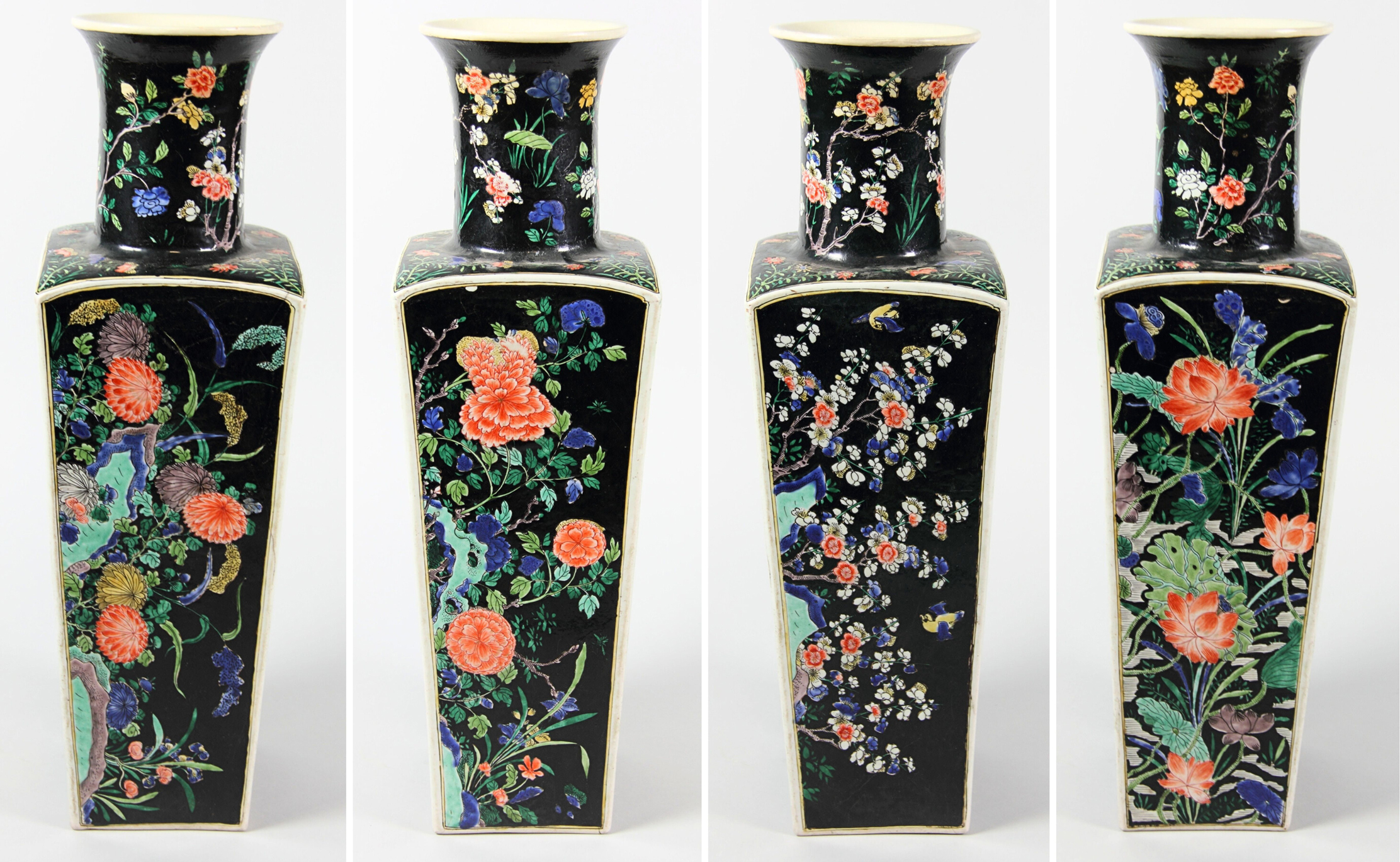 Square vase with scenes of the four seasons Square vase with scenes of the four seasons