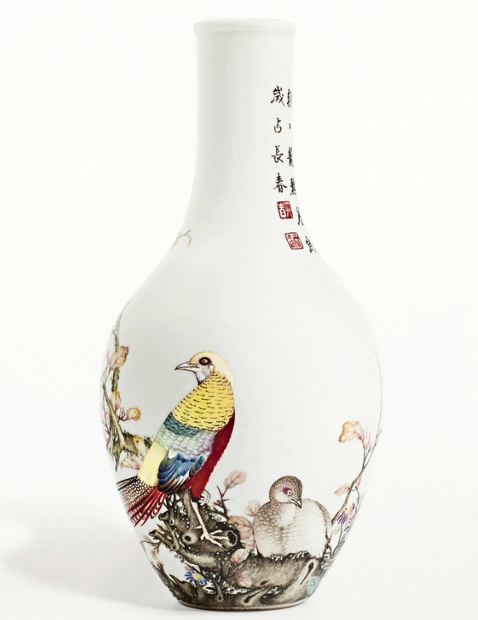 Meiyintang 'Golden Pheasant' falangcai vase