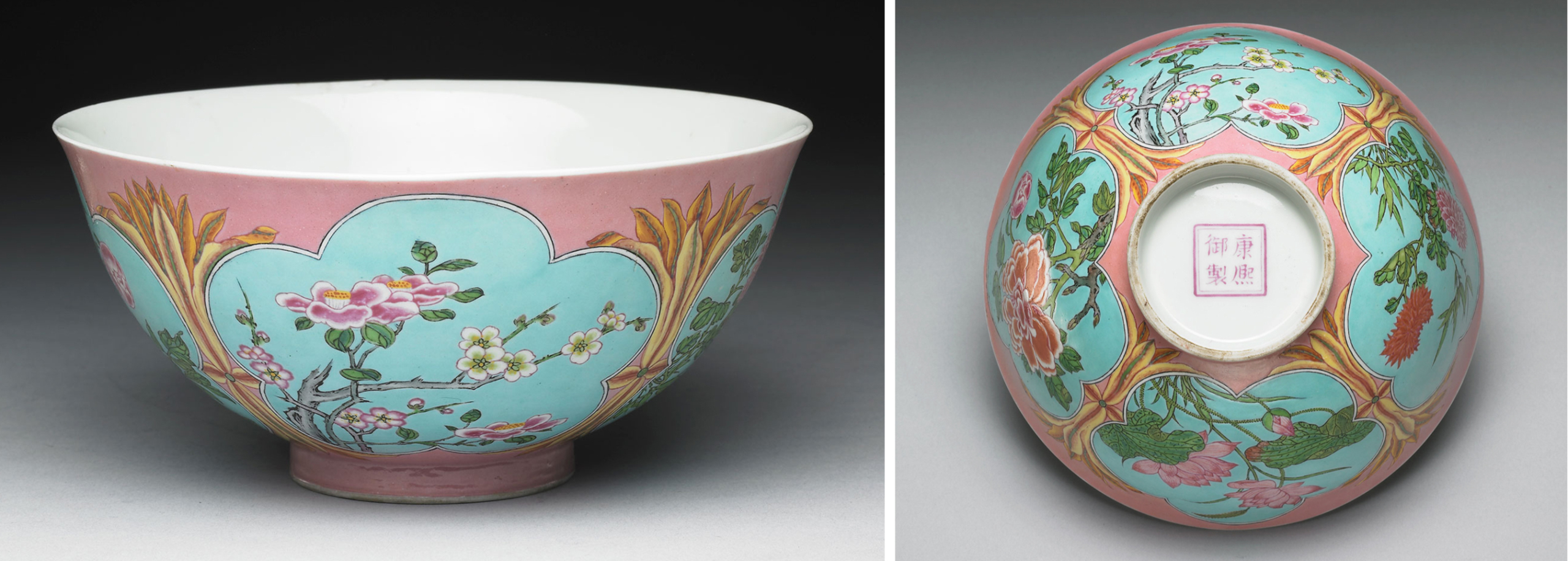 Bowl with flowers of the four seasons - Kangxi enamels