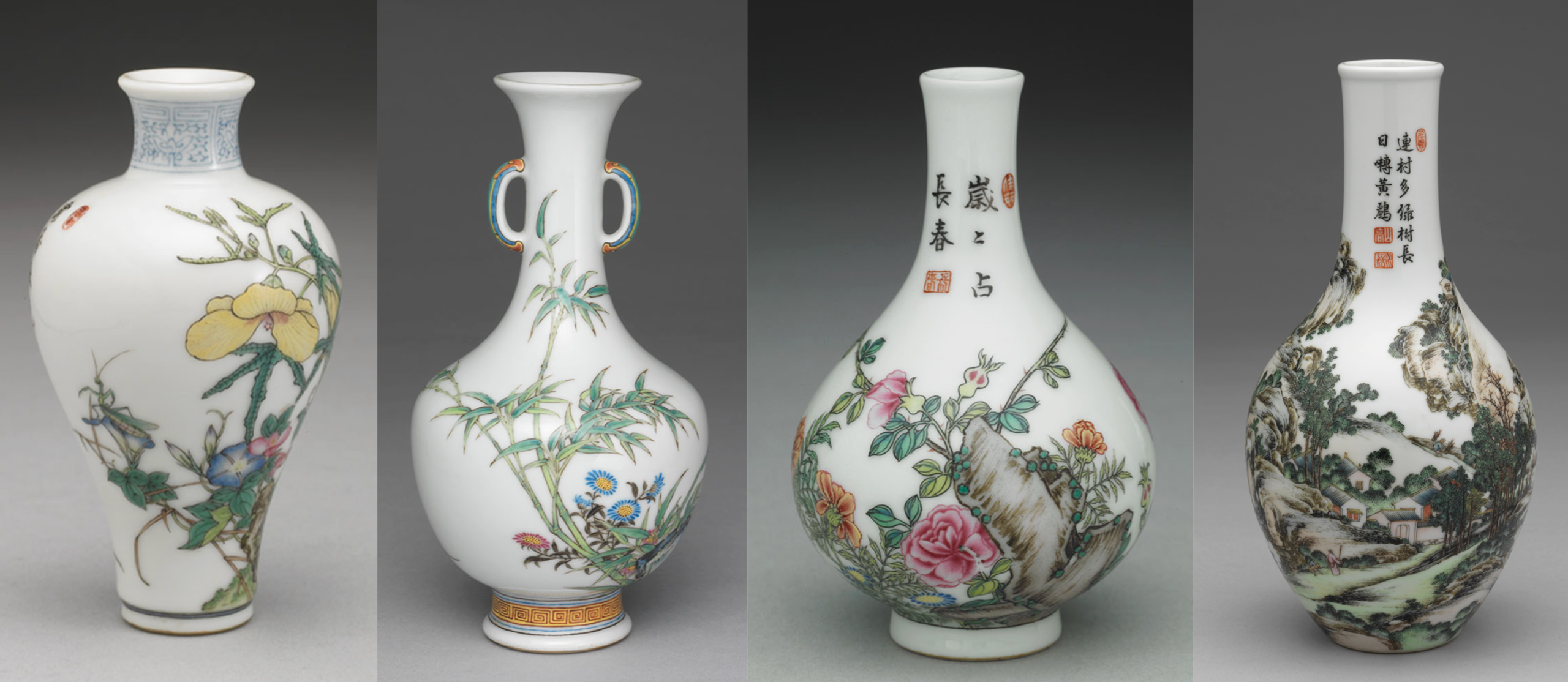 Four QIANLONG Falangcai vases