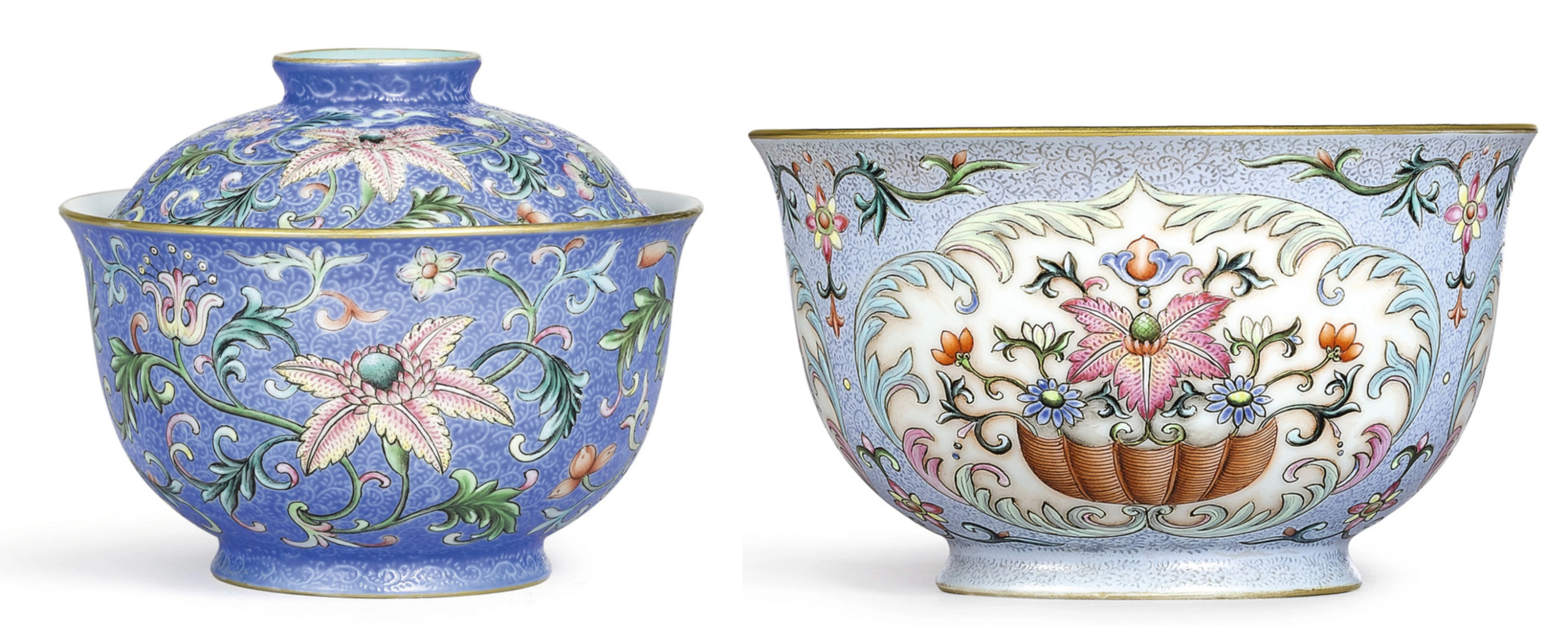 Two Yangcai Sgraffito Pieces