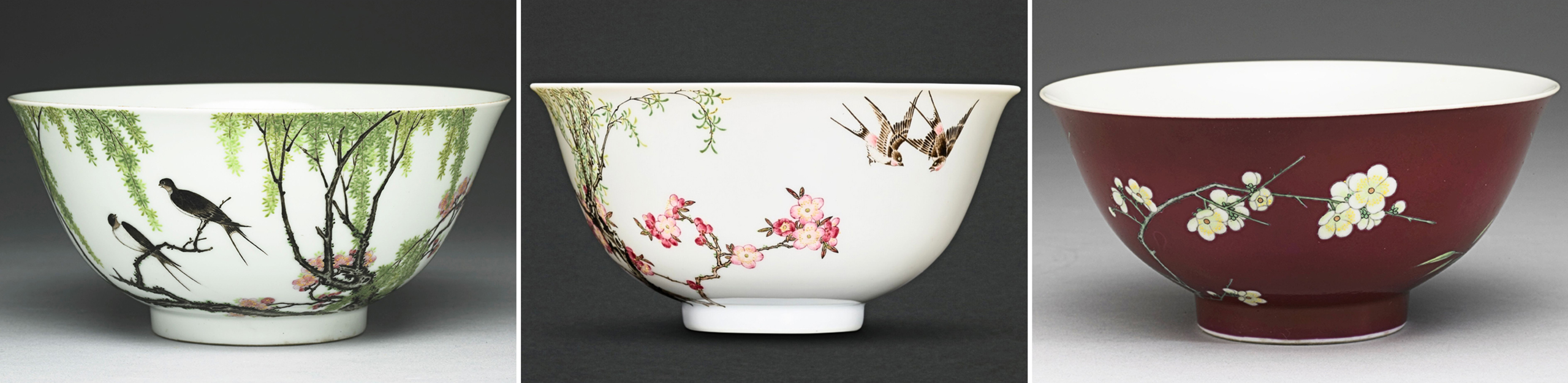 3 Falangcai bowls Yongzheng period