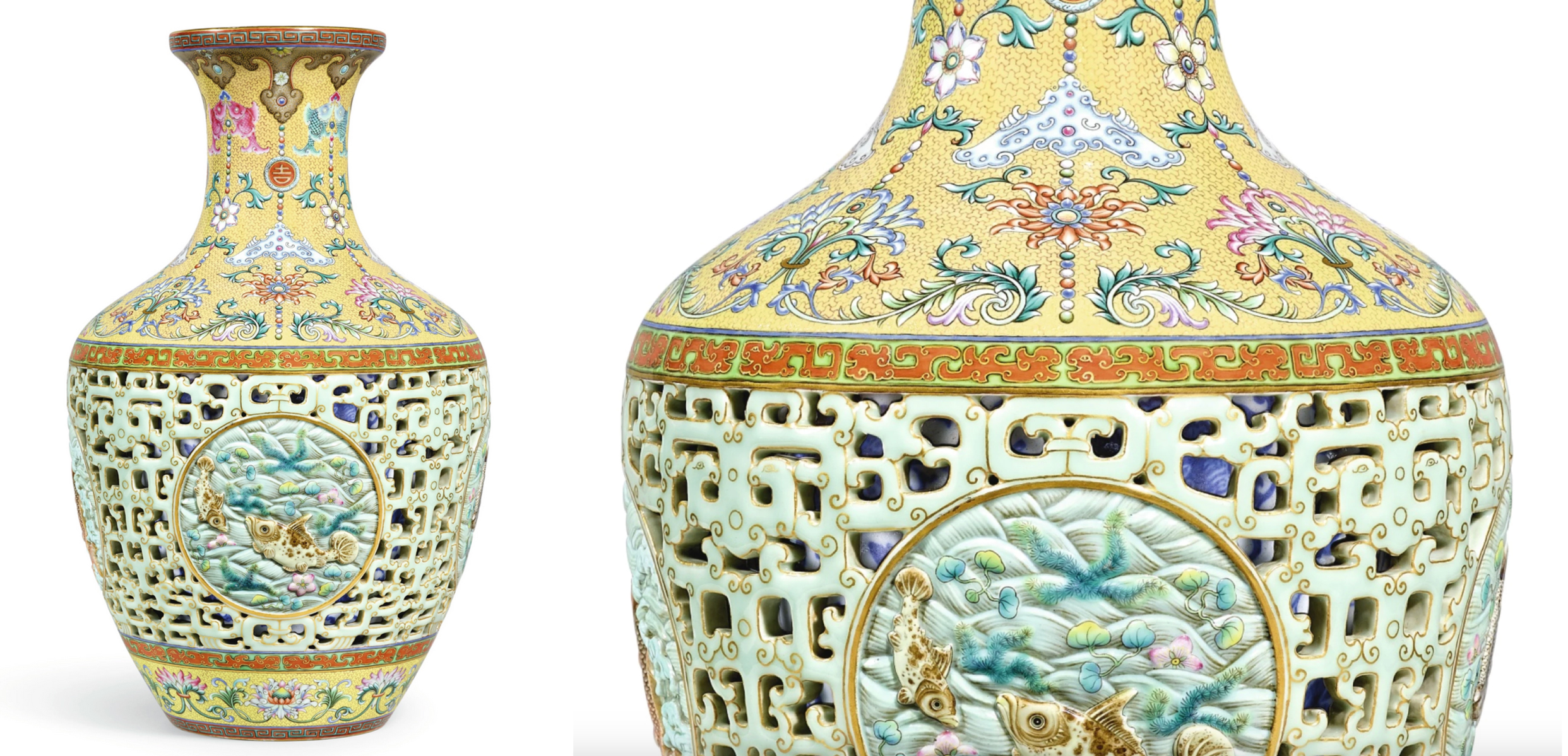 Yangcai reticulated ‘fish’ vase