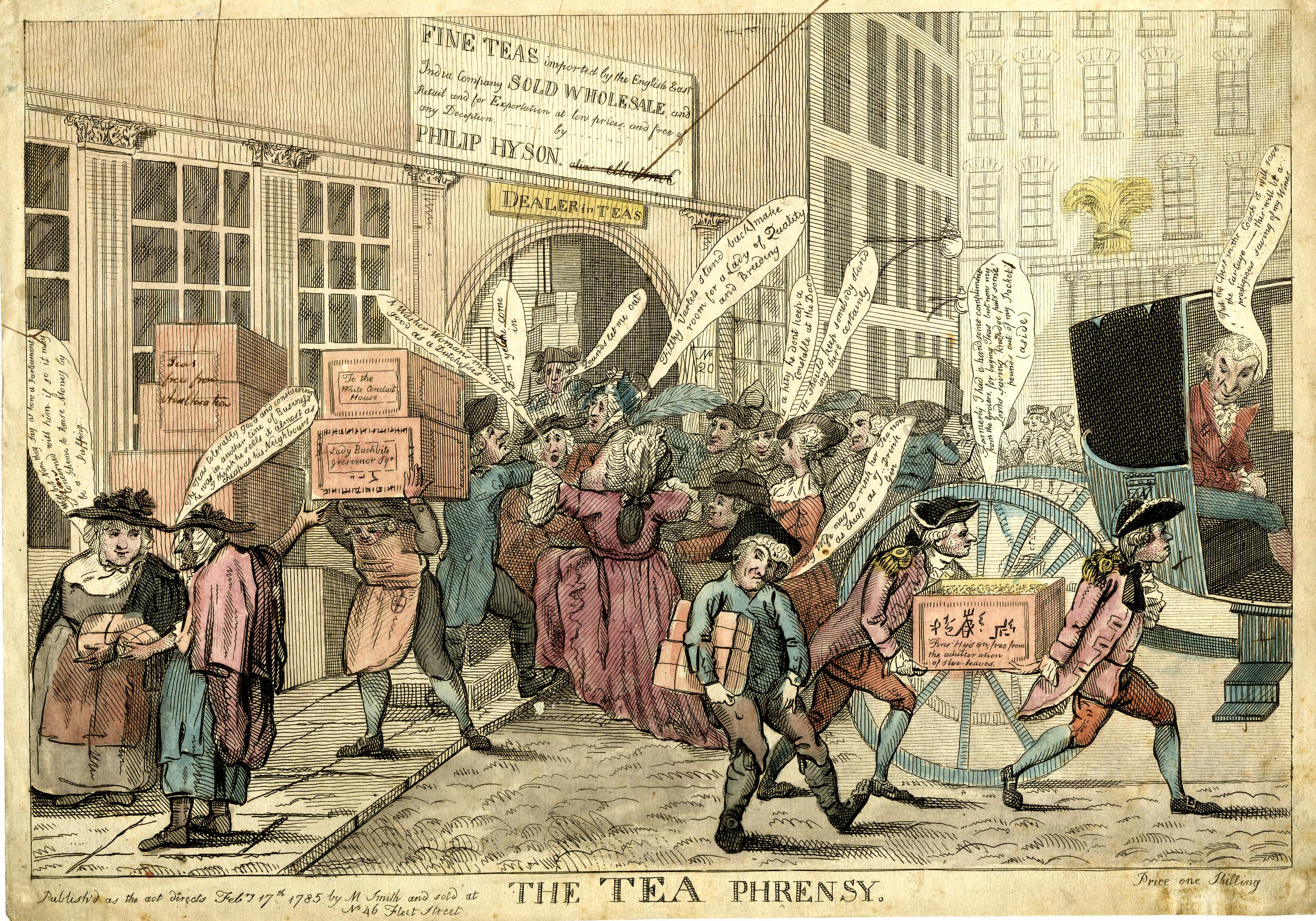 The Tea Phrensy, English satirical print The Tea Phrensy, English satirical print