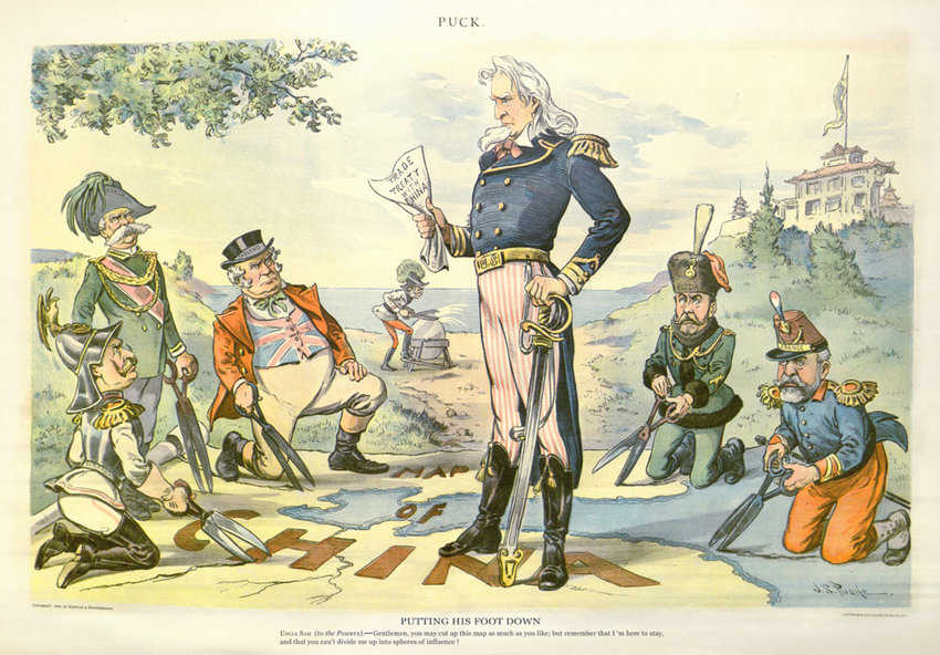 Putting His Foot Down by J. S. Pughe, published in Puck on August 23, 1899 in the United States. Putting His Foot Down by J. S. Pughe, published in Puck on August 23, 1899 in the United States.
