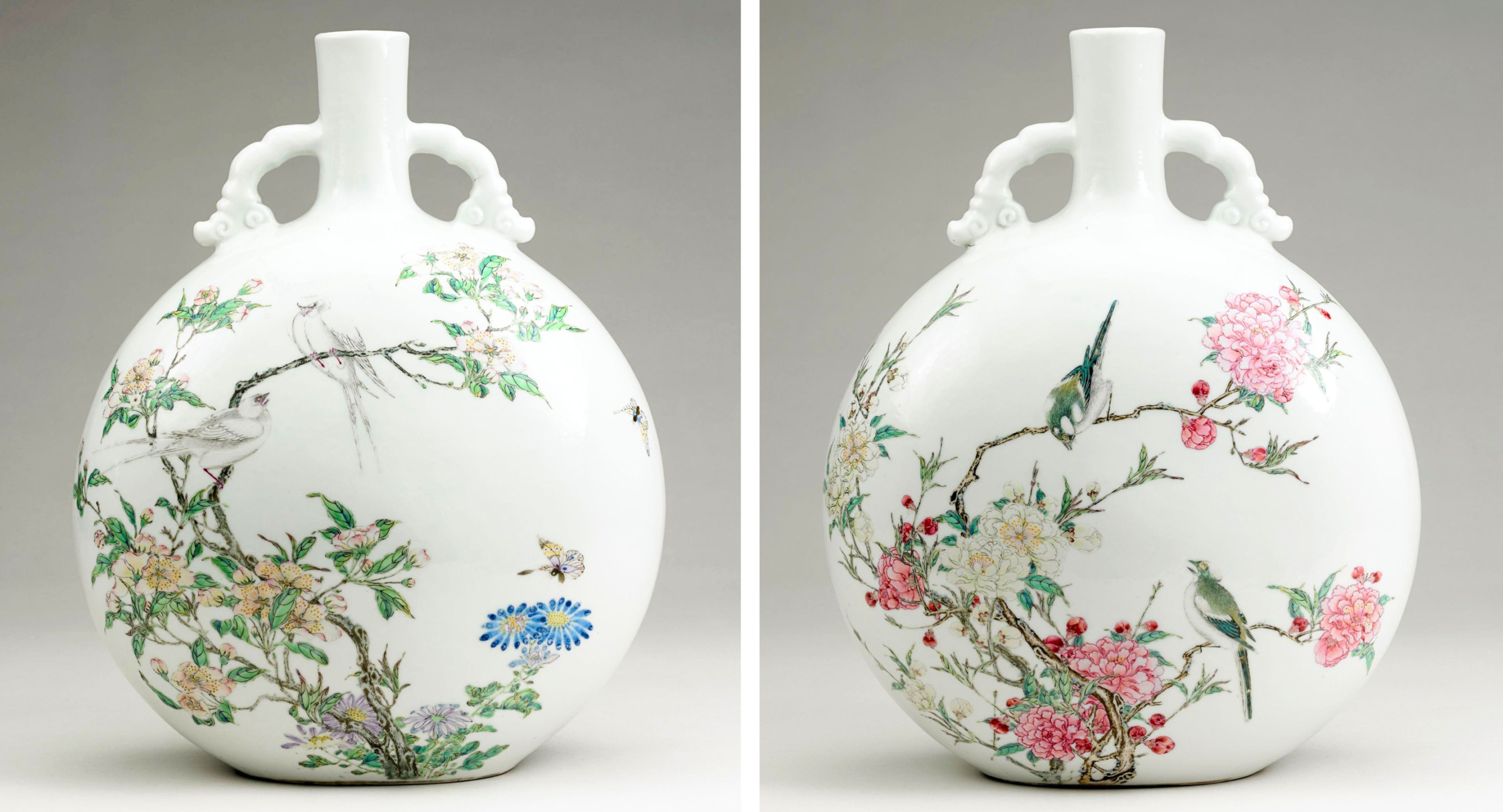 Porcelain with underglaze cobalt-blue and opaque fencai enamels. Made in Jingdezhen. Date: With Yongzheng seal mark and period, 1723–35.