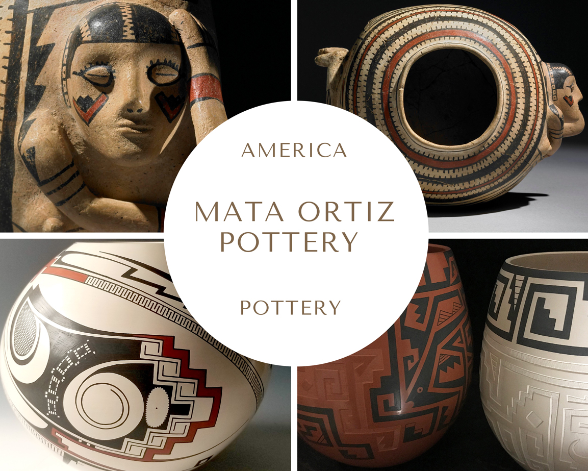 Artist Signed Mary C Martinez Mata Ortiz Pottery Hand Painted Ball Shaped Vase Southwest Western Design Art Object